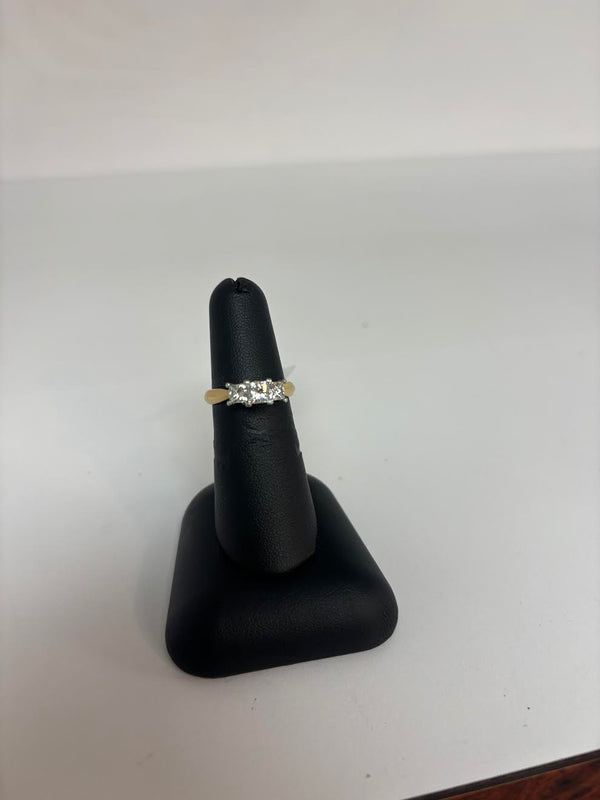 Yellow Gold Princess Cut Past, Present, and Future Bridal Ring