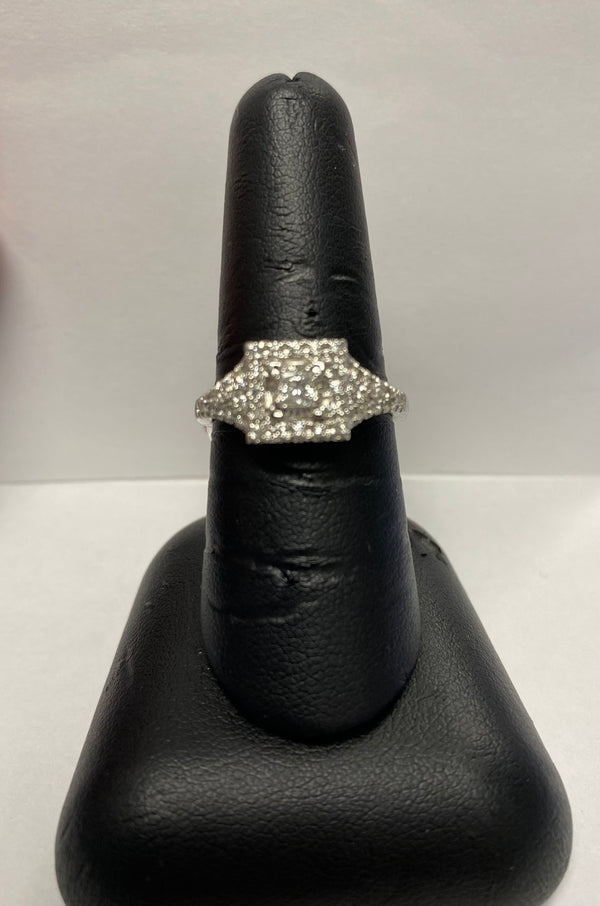 white gold cluter diamond ring