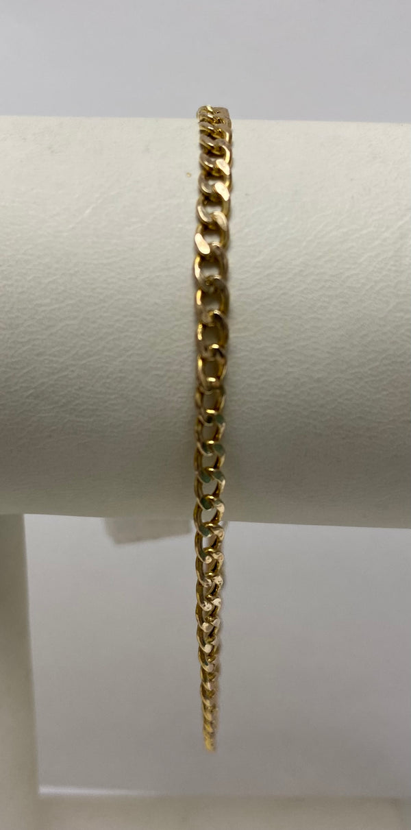 10k 3mm semi sold curb link bracelet