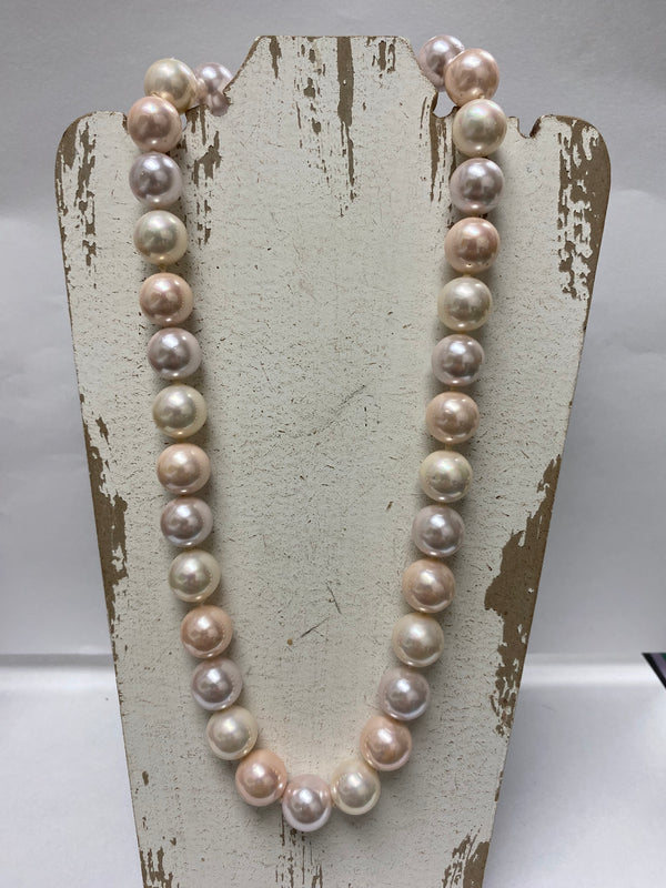 12mm sterling silver pink pearl necklace