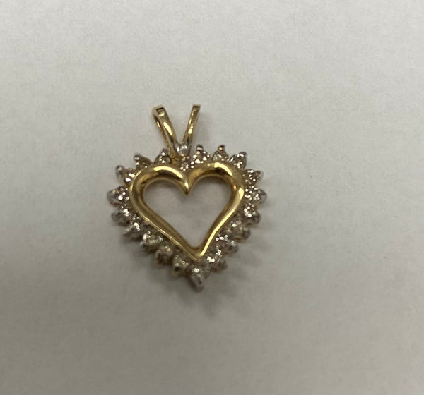yellow gold heart pendant with diamonds