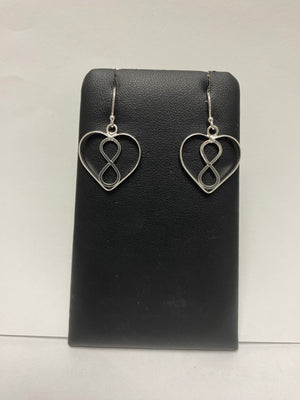 sterling silver heart infinity dangle earrings
