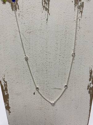 sterling silver station necklace with cz's