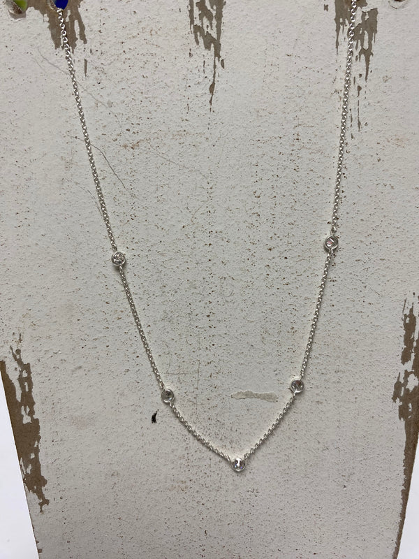 sterling silver station necklace with cz's
