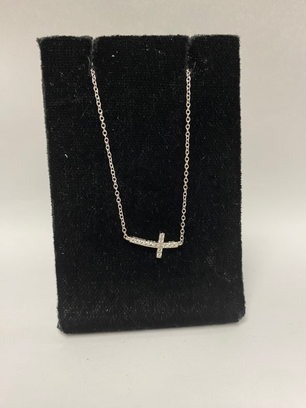 sterling silver sideways cross necklace