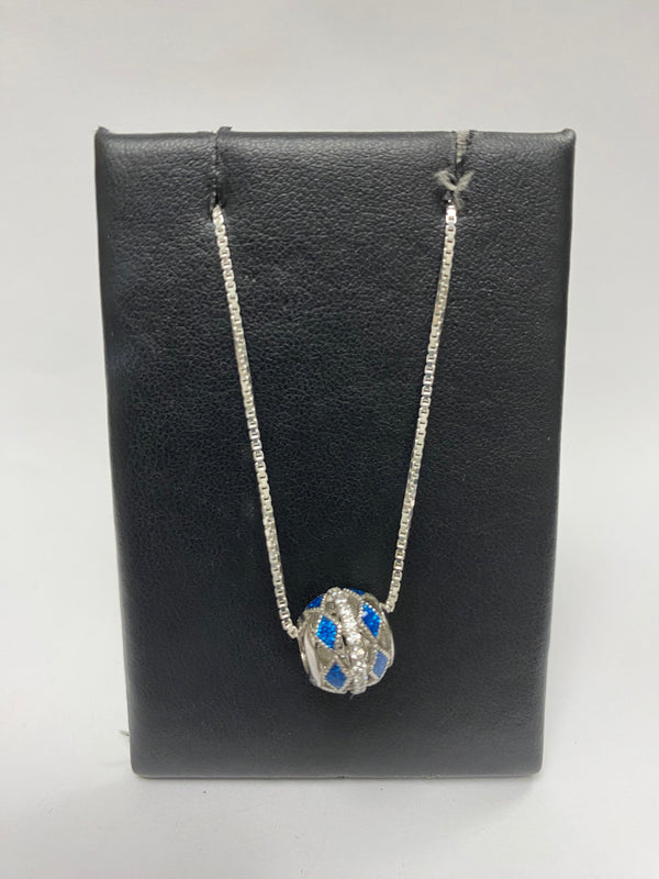 sterling silver blue topaz reflections bead with box chain