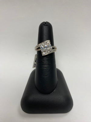 sterling silver cz cluster band