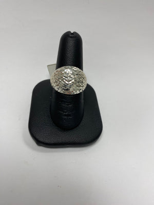 sterling silver diamond cut ring
