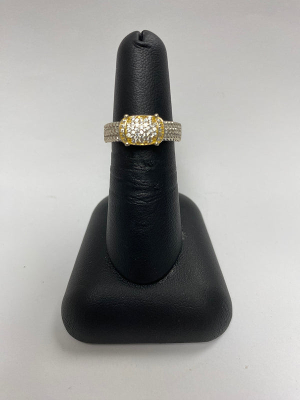 sterling silver ring with gold plated design
