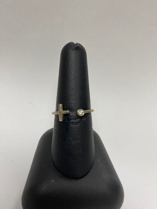 sterling silver cross adjustable ring