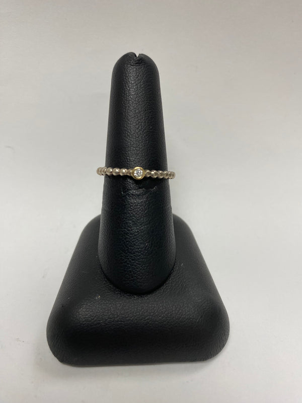 sterling silver bead ring with cz