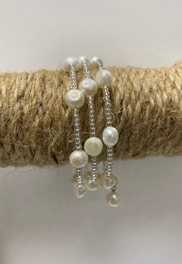 sterling silver wrap bracelet with pearls