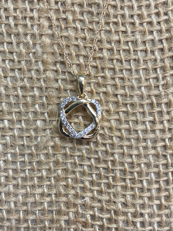 10 K Yellow Gold 1/10 CTW Diamond Heart Necklace
