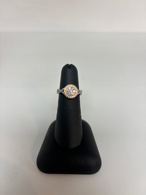 White Gold and Rose Gold Cluster Bridal Diamond Ring